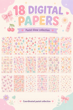 Pastel Glow Mega Bundle | 50 PNG Stickers + Printable Sticker Sheets + Digital Papers