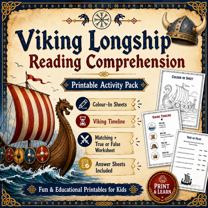 Viking Worksheet Bundle | Primary | History | Color in Sheets | Timeline