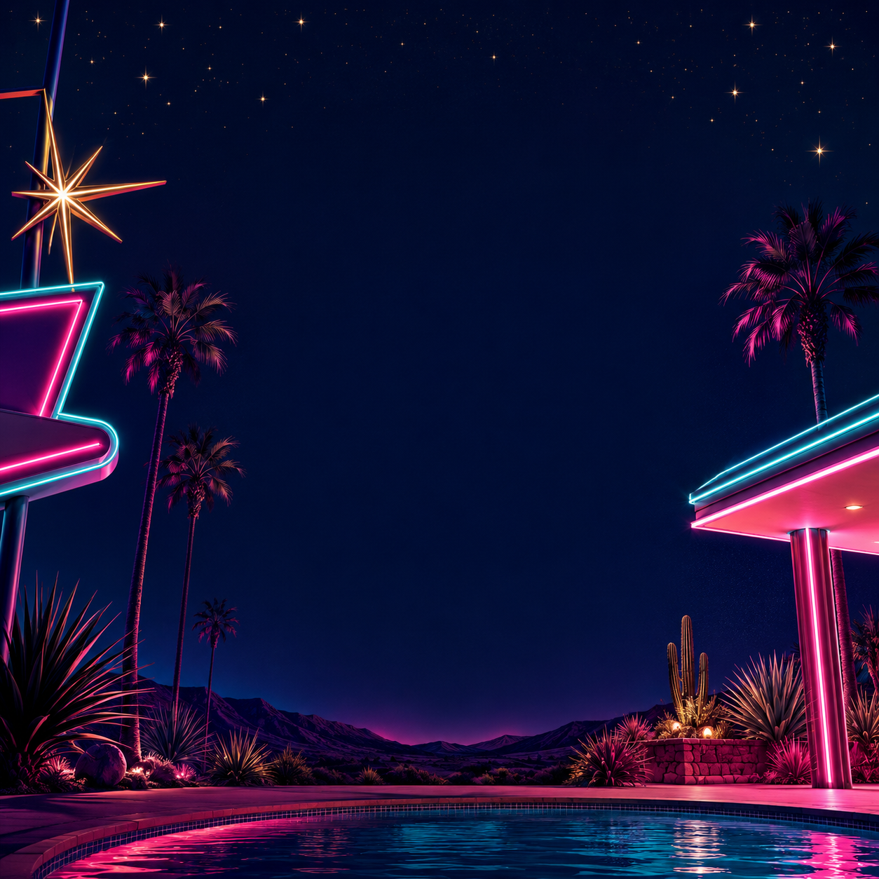 Neon Midnight Motel Seamless Digital Paper Bundle – 15 Retro Neon Patterns