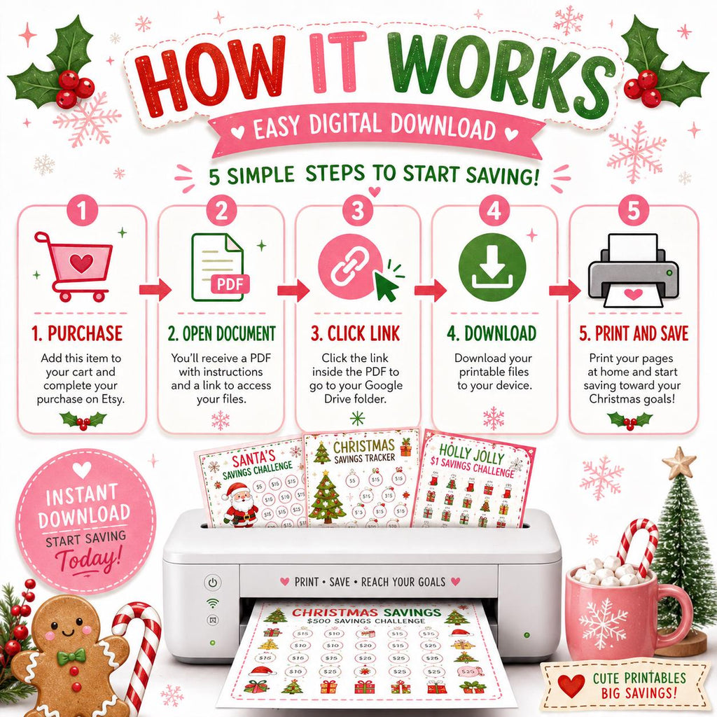 Christmas Savings Challenge Bundle | Over 100 Trackers, Games, Envelopes (Digital Download)