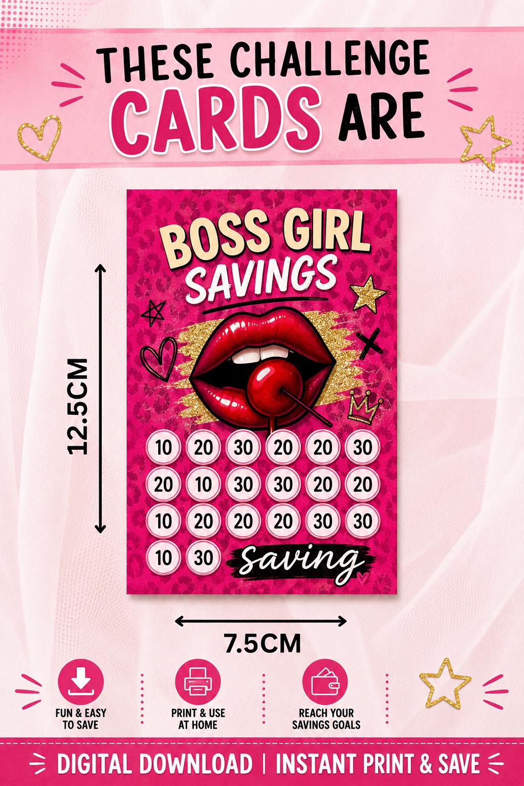Boss Savings Challenge Tracker | Printable Cash Stuffing Envelope (Digital Download)