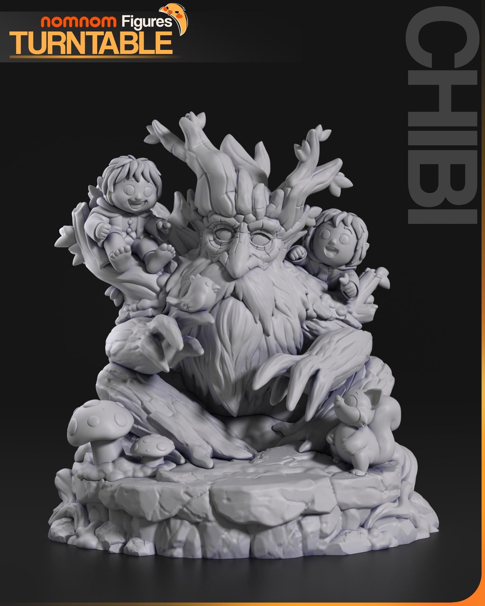 Ancient Forest Guardian Chibi Figure | Unpainted Resin Garage Kit | Fantasy Collectible Statue