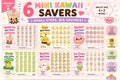 6 Mini Kawaii Savings Challenge Cards | Wallet Size Tracker (4x3 Inch) (Digital Download)
