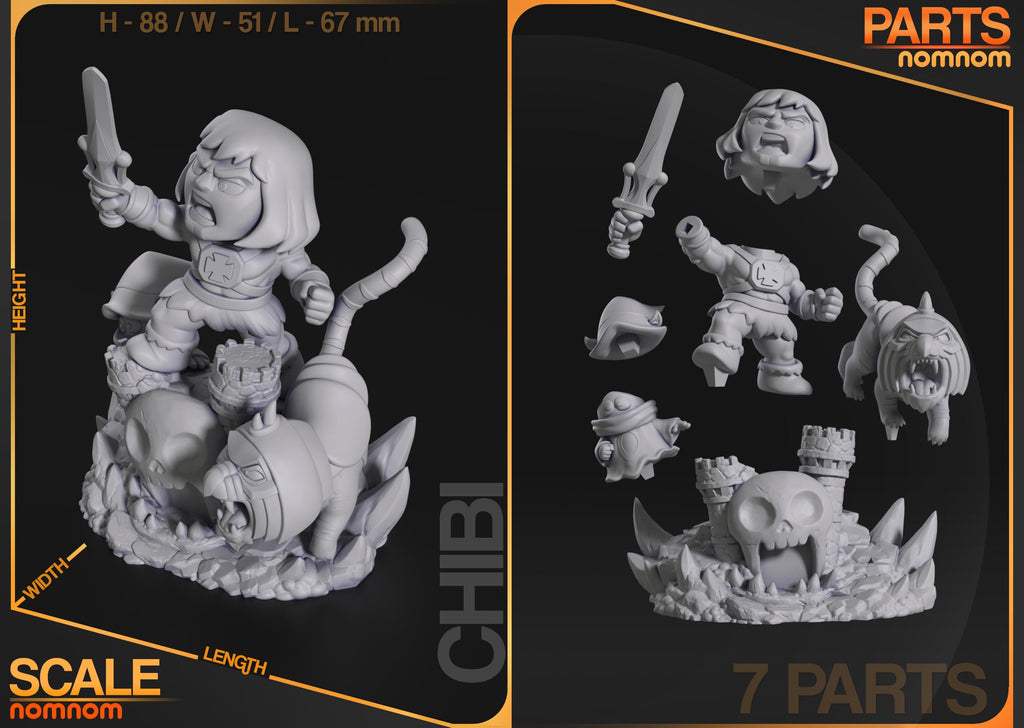 Chibi Barbarian Warrior Figurine | Unpainted Resin Figure | Fantasy Garage Kit | Resin Printed Collectible