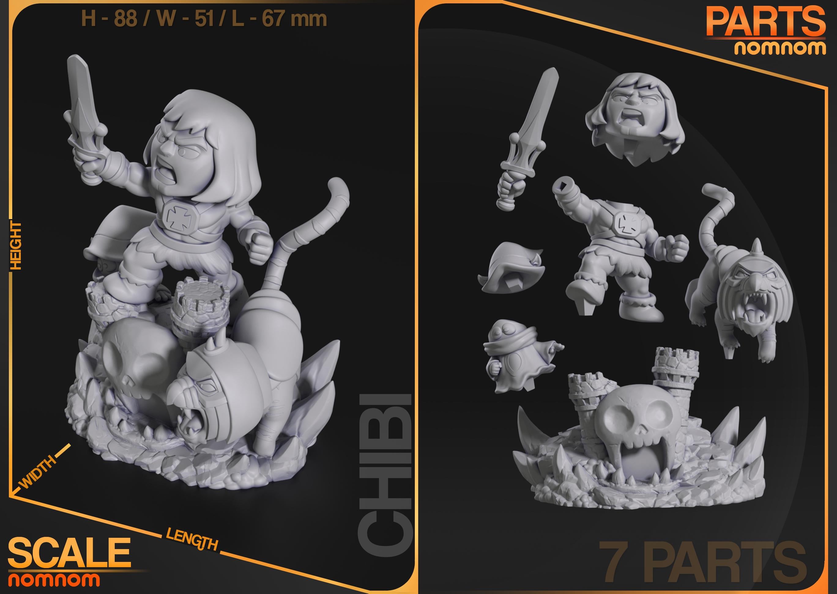 Chibi Barbarian Warrior Figurine | Unpainted Resin Figure | Fantasy Garage Kit | Resin Printed Collectible