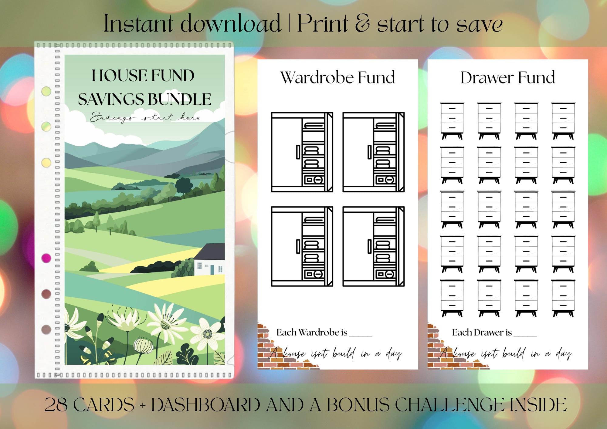 House Fund Savings Challenge: Printable Budget Binder Inserts (Digital PDF)