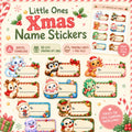 Cutie Christmas Name Labels Printable | Kawaii Christmas Gift Tags | DIY Present Stickers | Kids Christmas Labels | To From Gift Labels