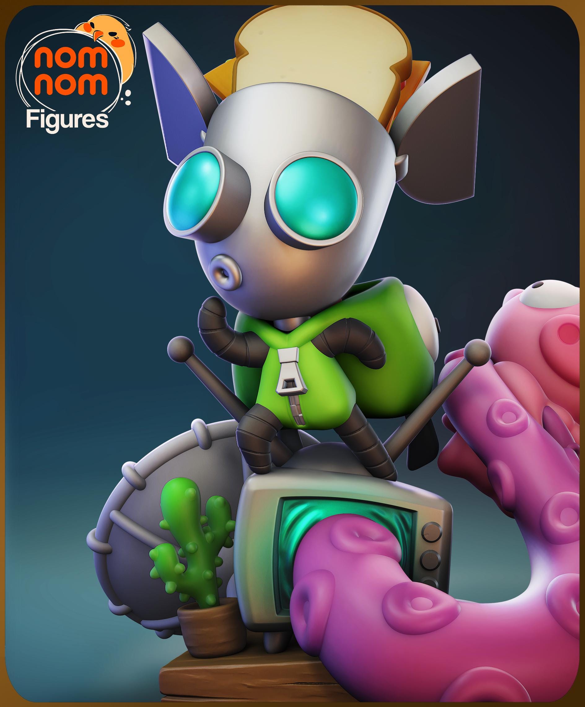 Chibi Robot Unpainted Garage Kit | Invader Zim Resin Figure for Collectors