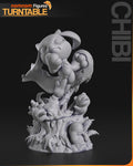 Chibi Blue Spirit Wolf Figurine | Unpainted Resin Collectible | Fantasy Creature Garage Kit
