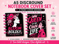 A5 Discbound Notebook Cover 3MF Bundle | 2 Feminine Designs, Queen Back Cover, Rings & Optional Discs | 3D Print Files