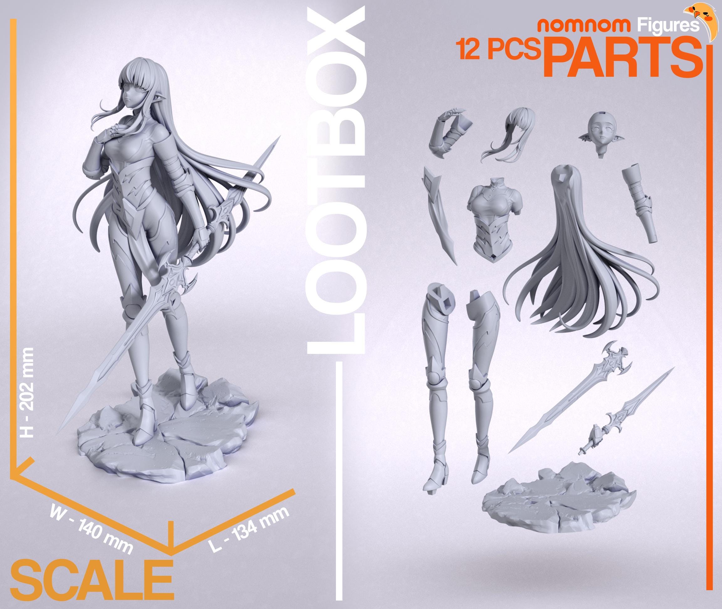 Crimson Demon Girl Figurine | Unpainted Resin Collectible | Fantasy Warrior Garage Kit | Paint Your Own Model