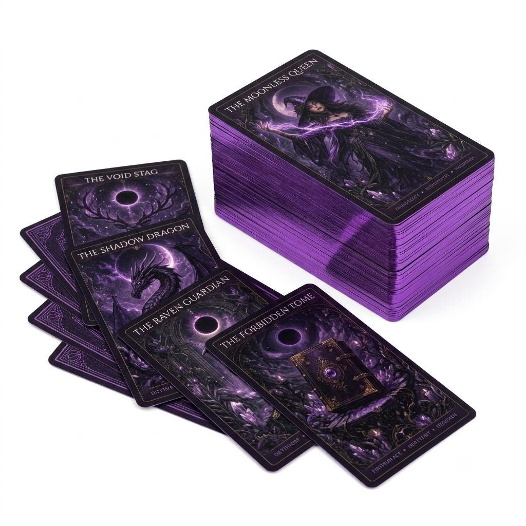Celestial Moon Oracle Deck | Printable Digital Oracle Cards | Fantasy Witchy Card Deck | Spiritual Divination Cards | Instant Download