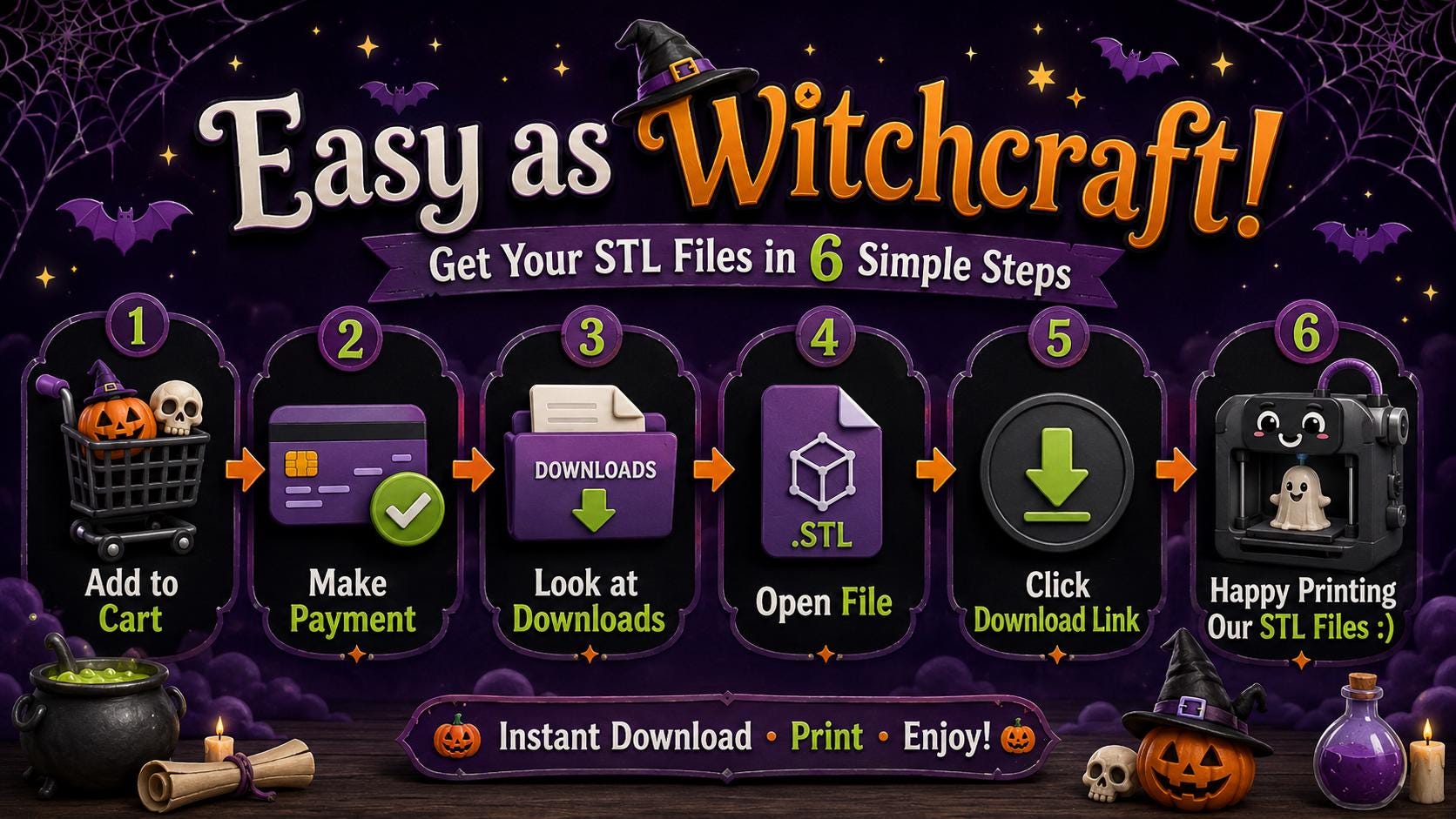 Witchy Halloween STL Bundle, 100+ 3D Print Files (Instant Download)
