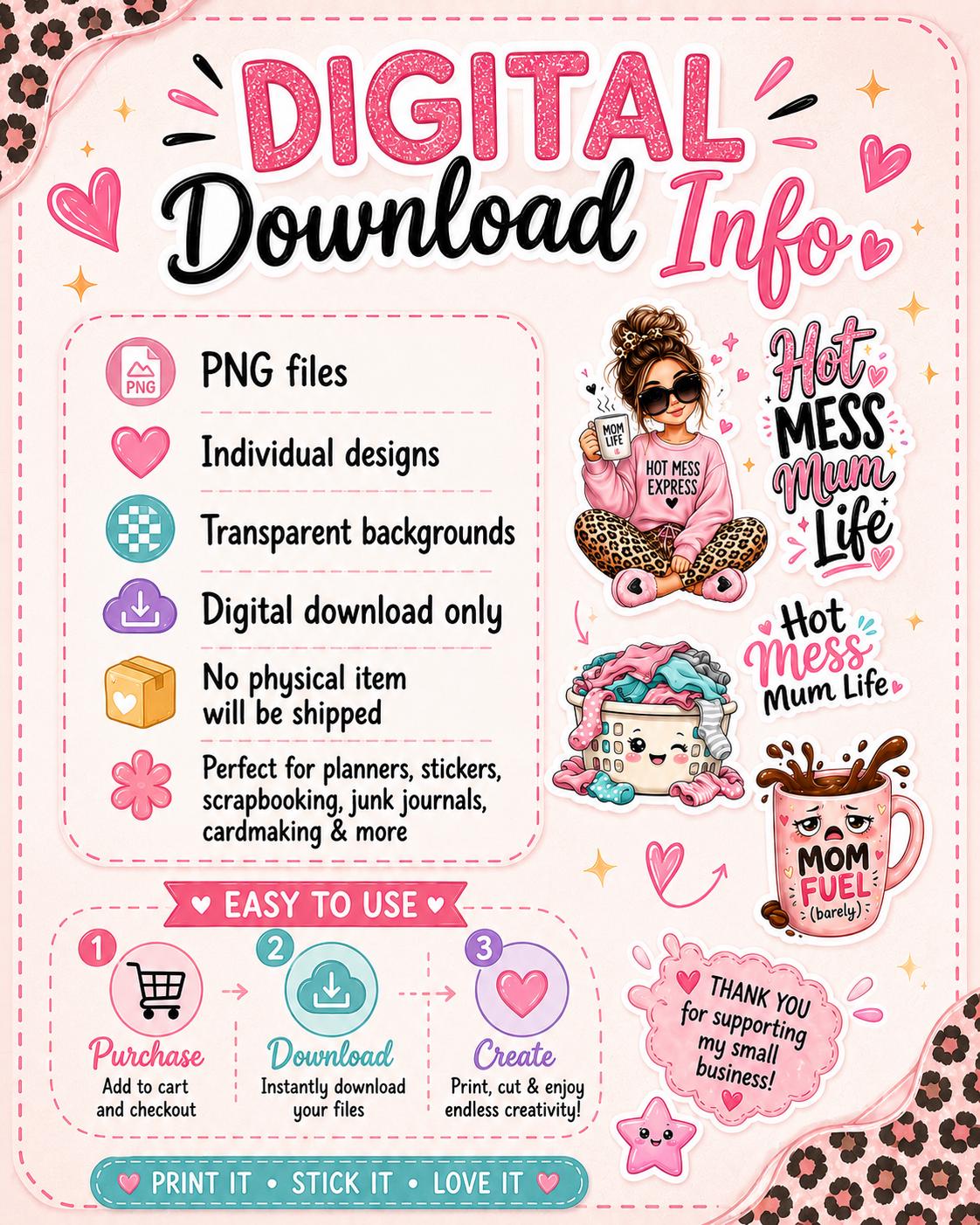 Mega Bundle 93 Cute PNG Stickers: Kawaii Clipart with 9 Themed Packs
