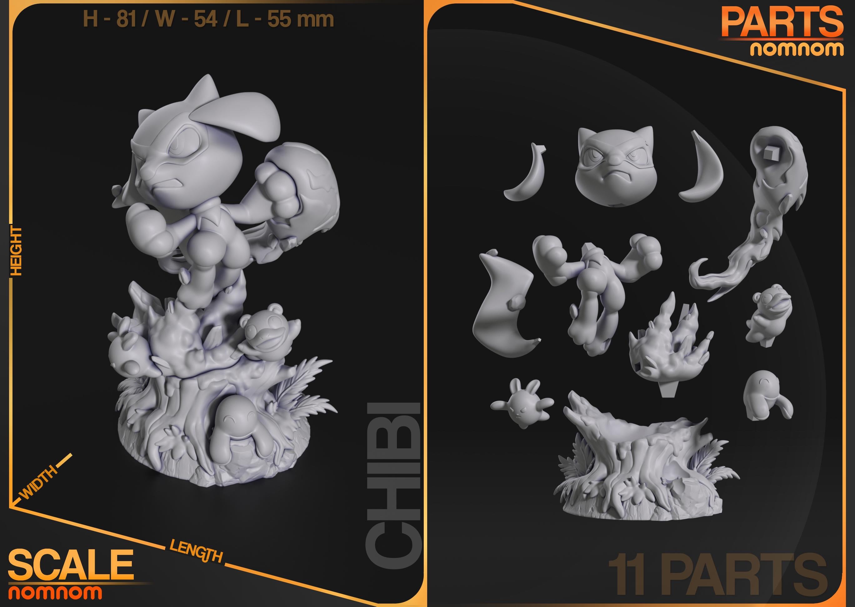 Chibi Blue Spirit Wolf Figurine | Unpainted Resin Collectible | Fantasy Creature Garage Kit