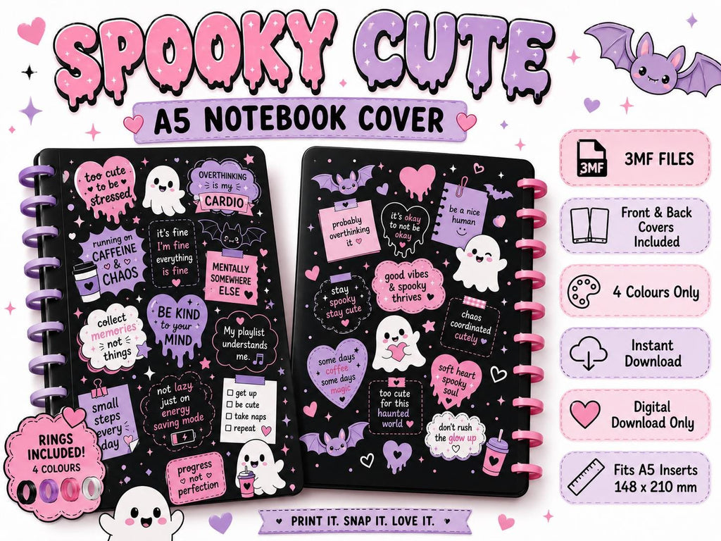 Spooky Cute A5 Notebook Cover 3MF | 3d print ready