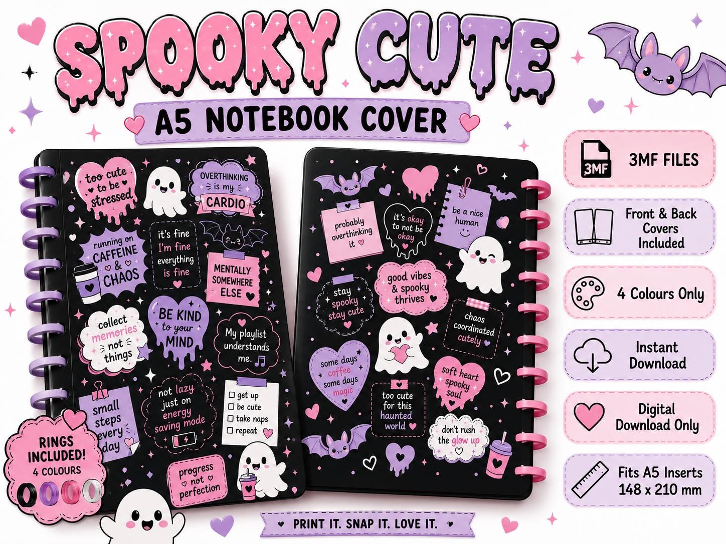 Spooky Cute A5 Notebook Cover 3MF | 3d print ready