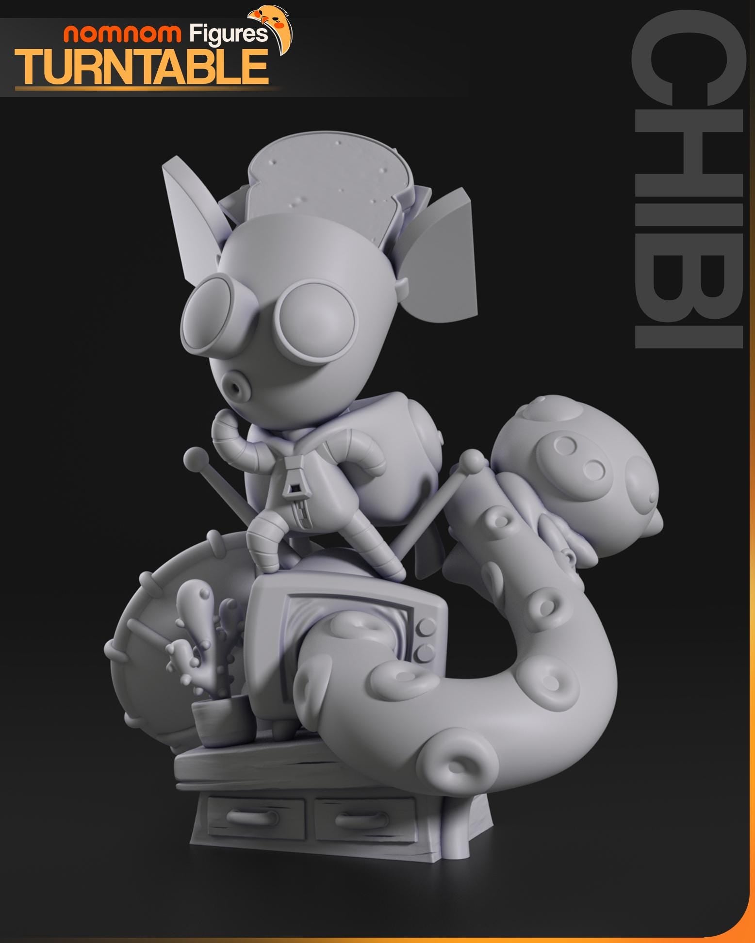 Chibi Robot Unpainted Garage Kit | Invader Zim Resin Figure for Collectors