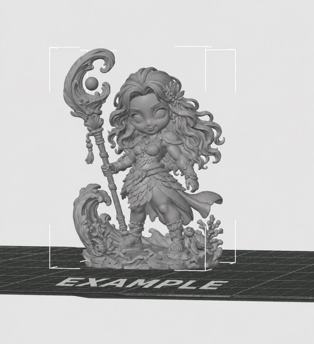 Ocean Warrior STL Bundle: 6 Fantasy Miniatures, 50mm and 100mm Digital Files