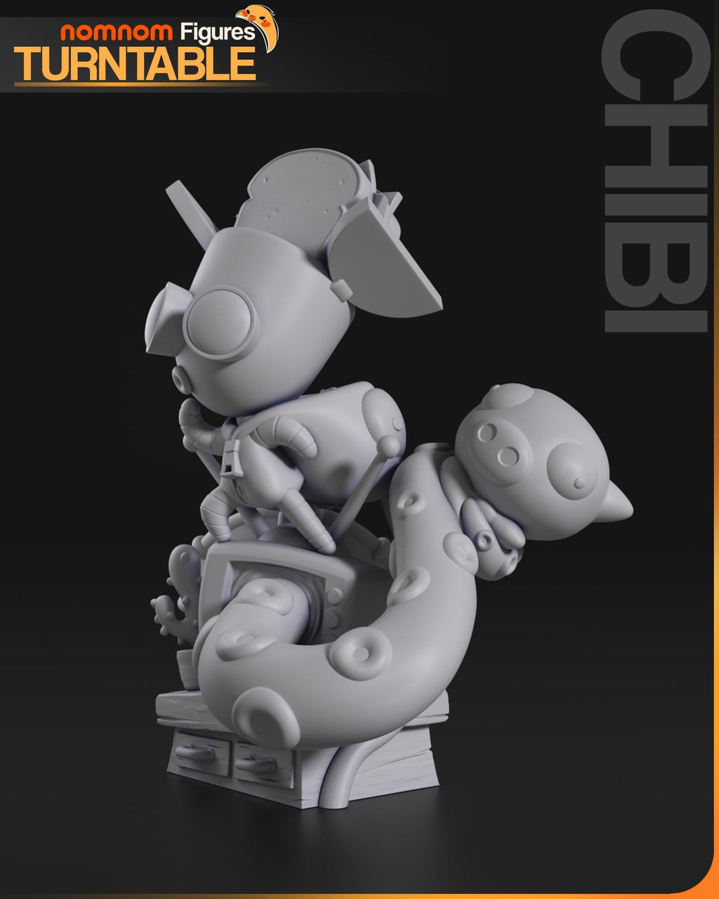 Chibi Robot Unpainted Garage Kit | Invader Zim Resin Figure for Collectors