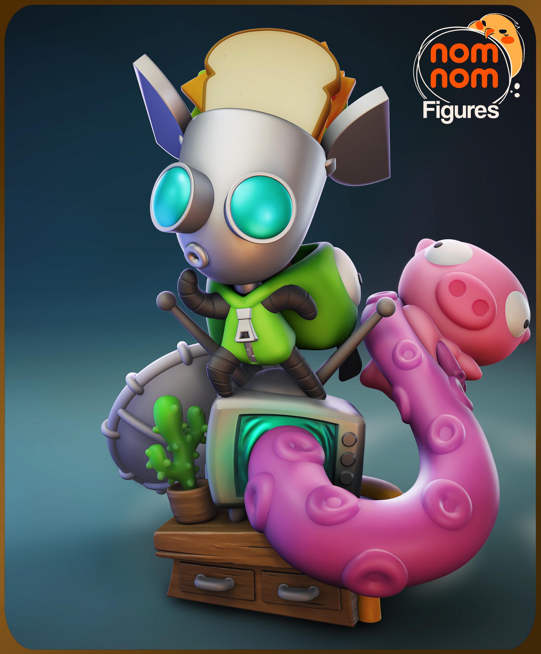 Chibi Robot Unpainted Garage Kit | Invader Zim Resin Figure for Collectors