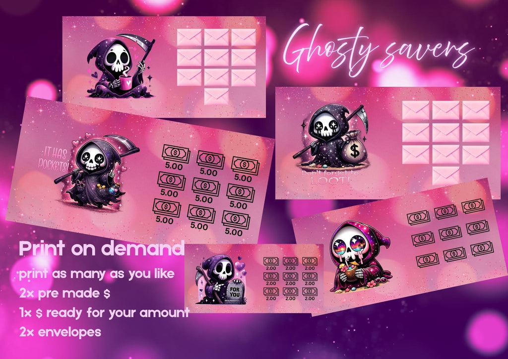 Kawaii Ghost Savings Challenges – Printable Money Tracker (Digital Download)