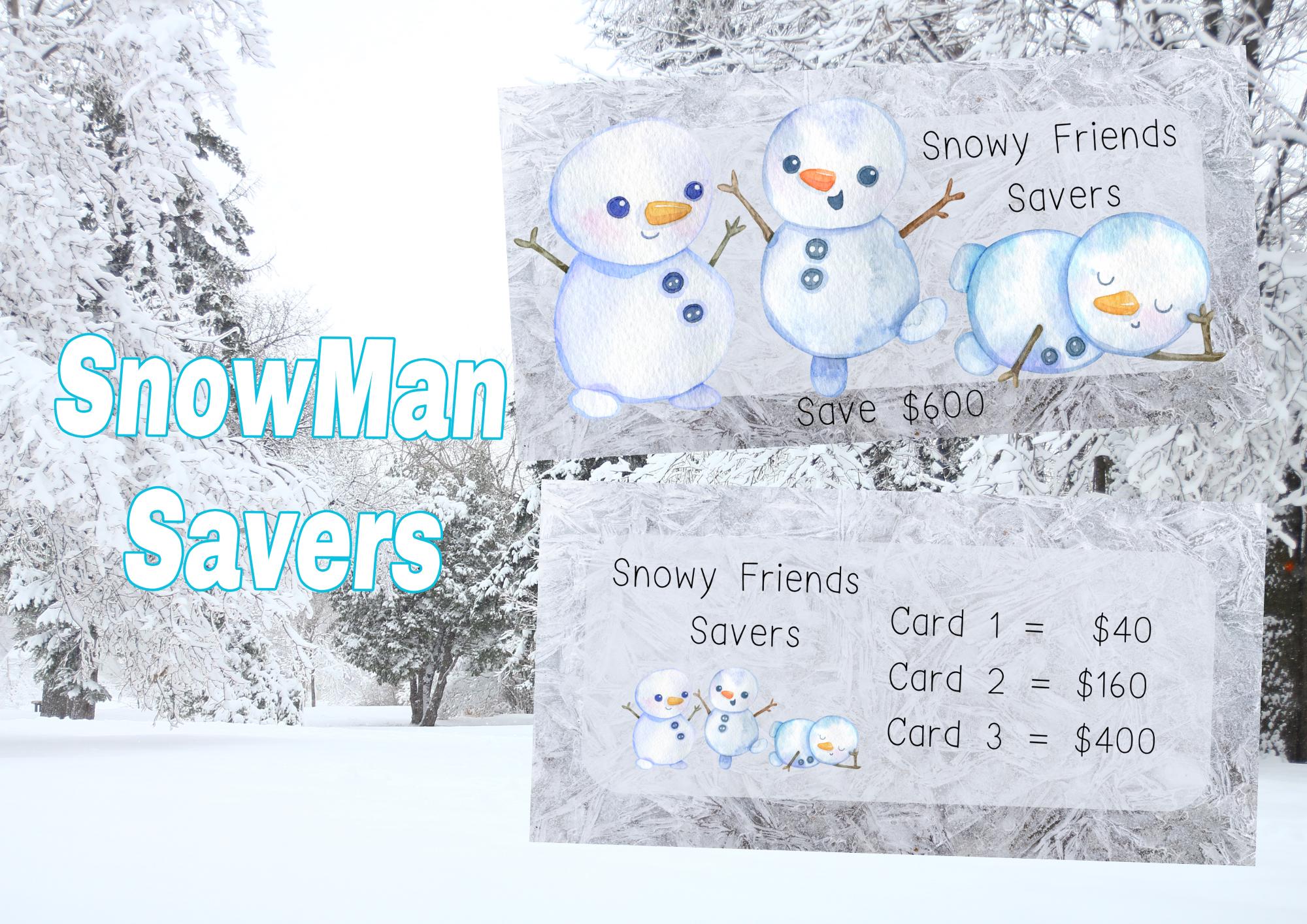 Snowman and Friends Savings Challenge Cards (Instant Download PDF)