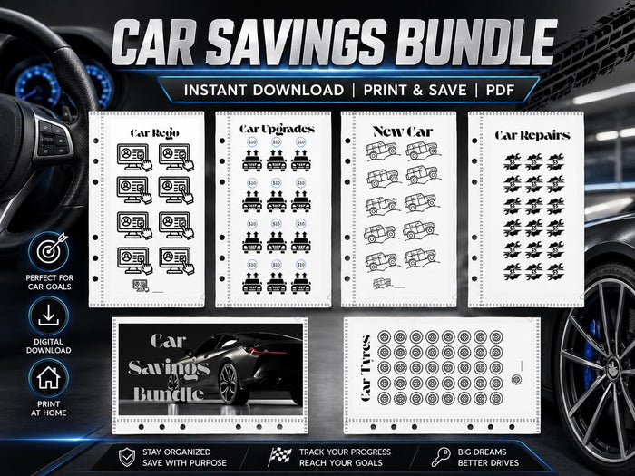 Car Savings Challenge Bundle: New Car, Repairs, Upgrades (Digital Download)