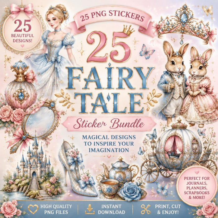 Fairy Tale  PNG Clipart Bundle: 25 Princess, Castle & Carriage Designs
