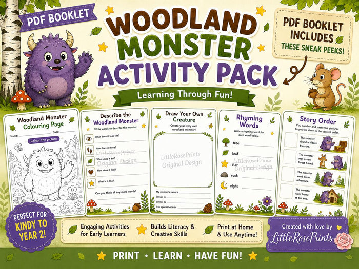 Woodland Monster Activity Pack PDF | 14 Printable Literacy Worksheets | Classroom Activities| Read Gruffalo book and print worksheets