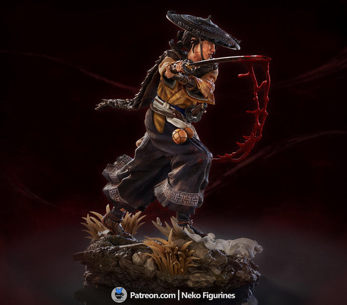 1.7 Scale Samurai Warrior Resin Figurine | Japanese Ronin 3D Printed Model | Unpainted Dark Fantasy Collector Figure