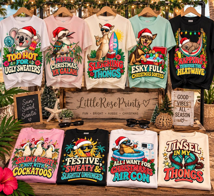 Aussie Christmas PNG Bundle | 20 Funny Australian Summer Christmas PNGs | Sublimation Designs | Christmas Shirt Graphics | Digital Download