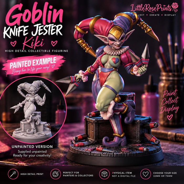 Goblin Knife Jester Miniature | Unpainted Resin Garage Kit | 55mm or 32mm Fantasy Figurine | Miniature Painting Model
