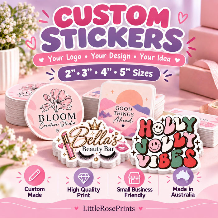 Custom Stickers | Personalised Logo Stickers | Custom Die Cut Vinyl Stickers | Business Labels | Waterproof Sticker Printing
